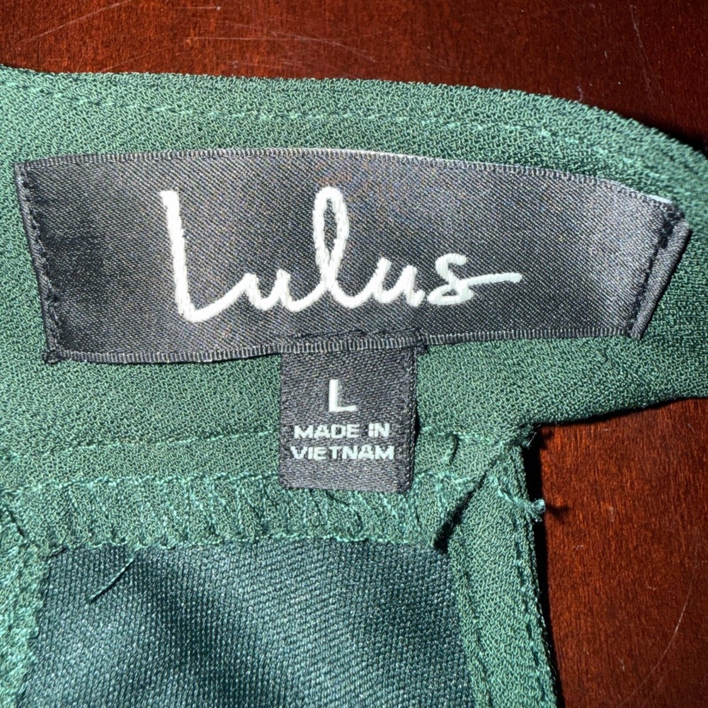 Lulus Women's L Forest Green High Neck Dress Keyhole Back Bridal Wedding Guest - Picture 4 of 5